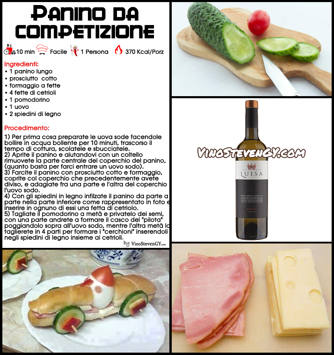 Panino da competizione- prosciutto,formaggio,cetriolo,pomodorini -fotoricetta- rostivendolo-StevenGY