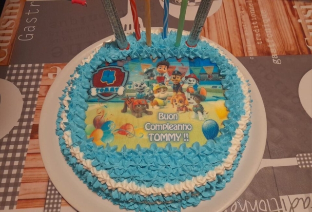 Torta compleanno Paw Patrol con panna, rostivendolo, torte e dolci compleanno pisa