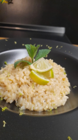 ricetta risotto al mojito, rum, menta, lime, RostiChef catering pisa